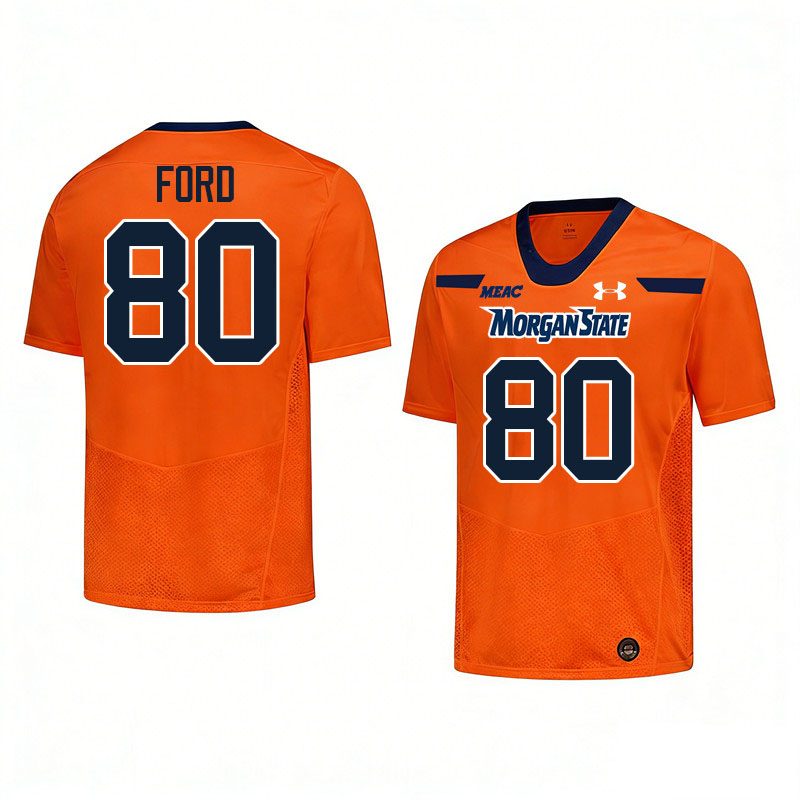Morgan State Bears #80 Len Ford College Football Jerseys,Uniforms Stitched-Orange